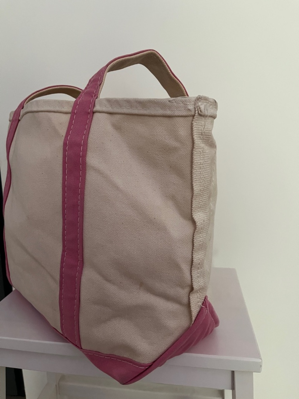 Canvas Tote Bag with Pink Trim - classic Bean boat & tote - Picture 3 of 7